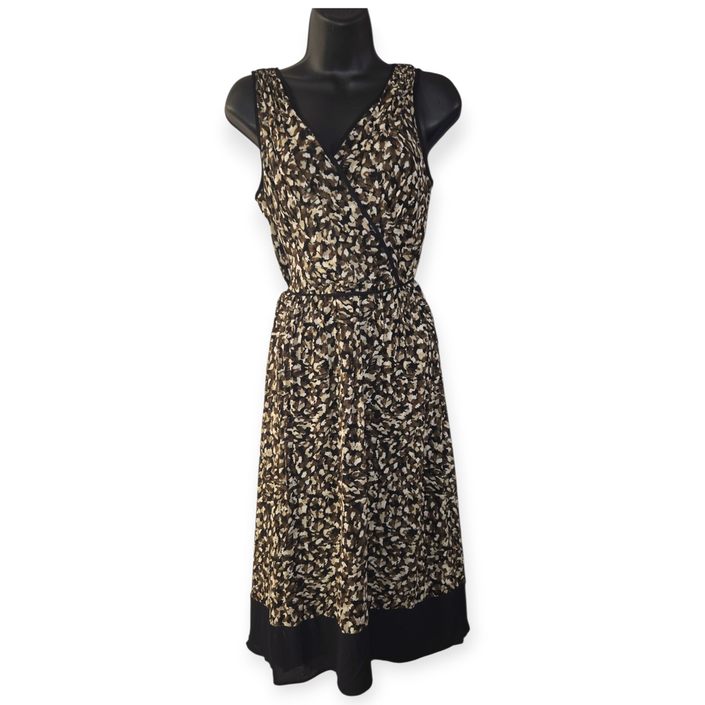 Talbots Silk Midi Dress Sz 8 – Abstract Camouflage Print, Lined